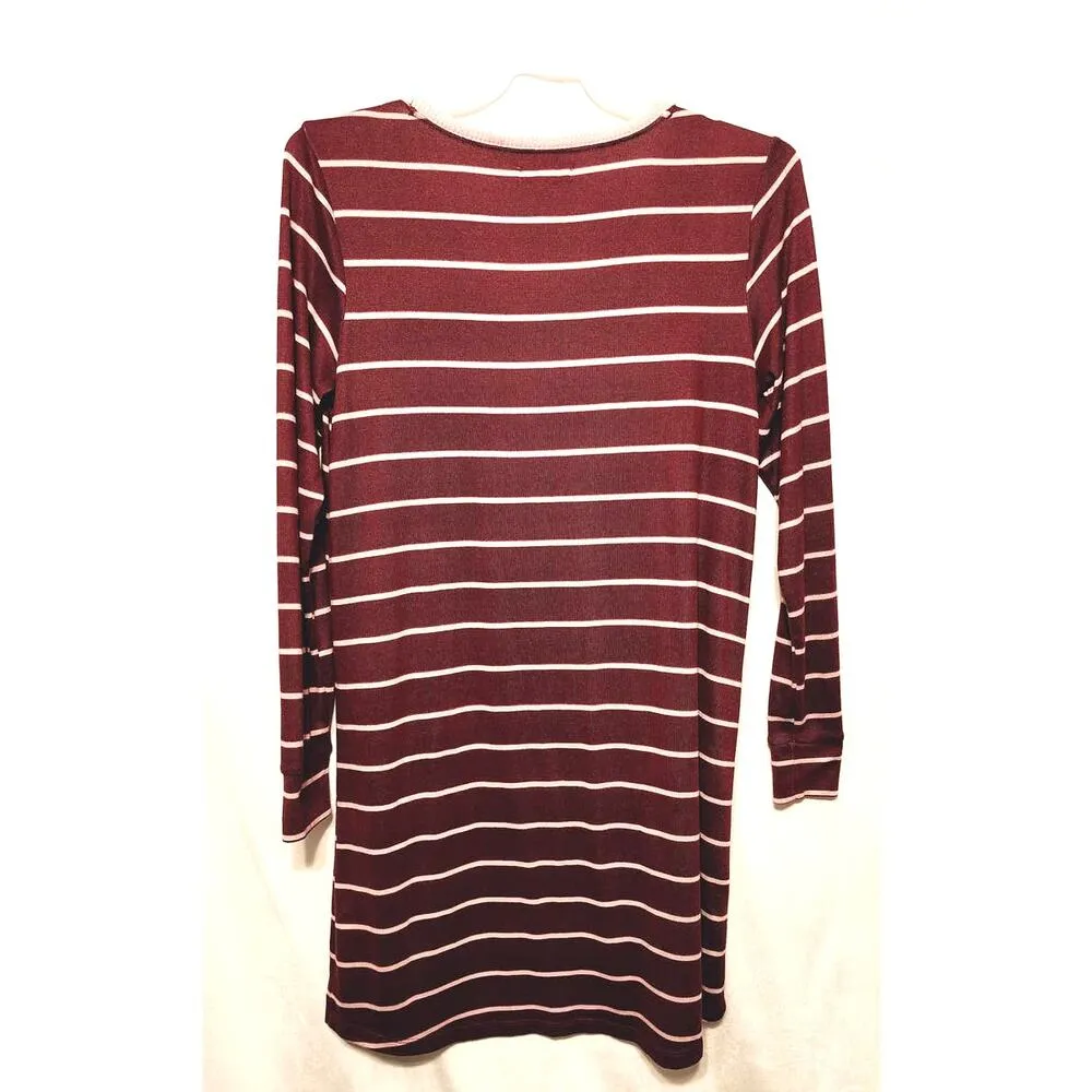 Sonoma Intimates Long Sleeve Striped Soft Sleep Shirt Pajama Top Size Medium - Image 2