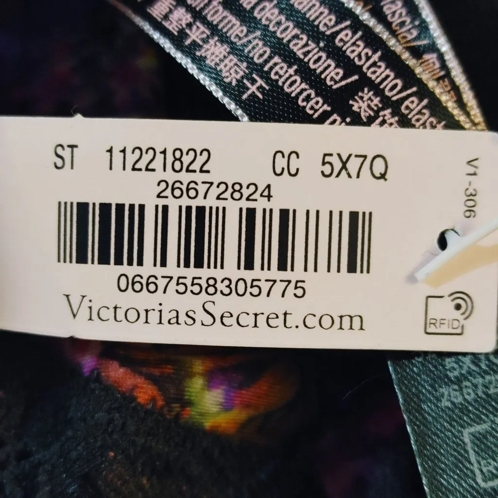 Victorias Secret Panty Bra 38B Push Up Butterfly Moody Floral Lace Brazilian - Image 4