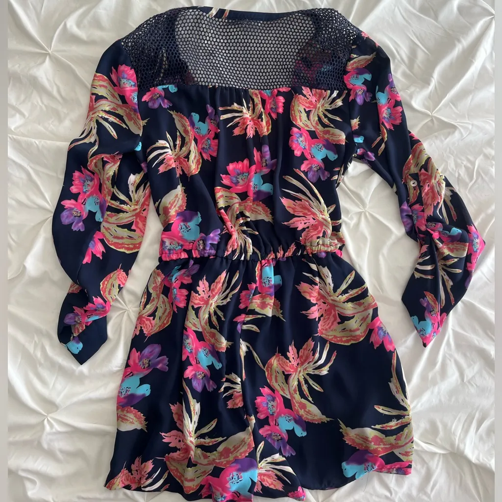 Daniel Rainn Navy Floral Long Sleeve jumpsuit - Image 3