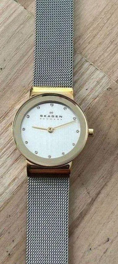 Skagen Denmark Ladies Watch Crystal Markers Stainless Dial Mesh Bracelet - Image 5