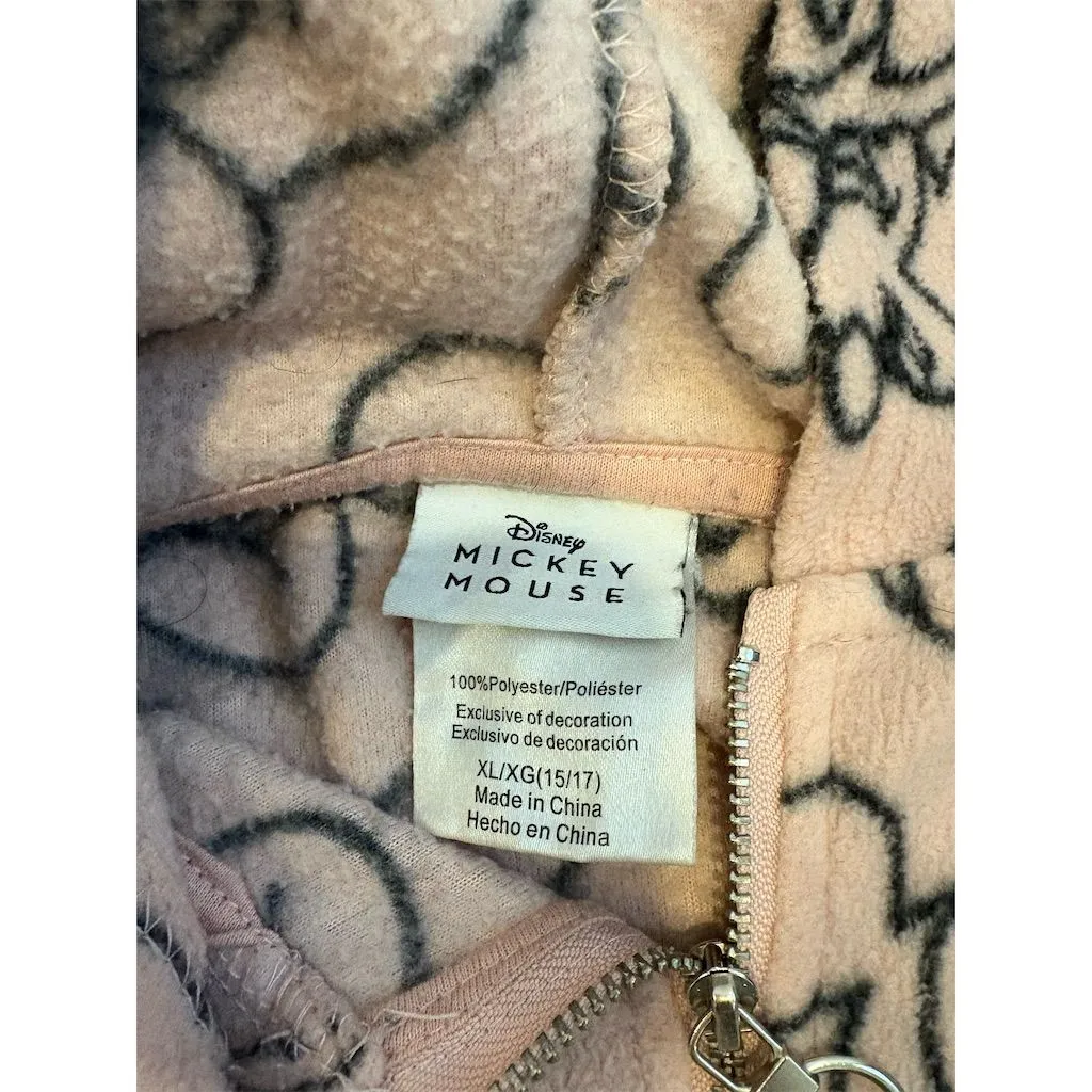 Disney Mickey‎ Mouse Pink Hooded Sweatshirt XL Unisex Long Sleeve Casual - Image 3