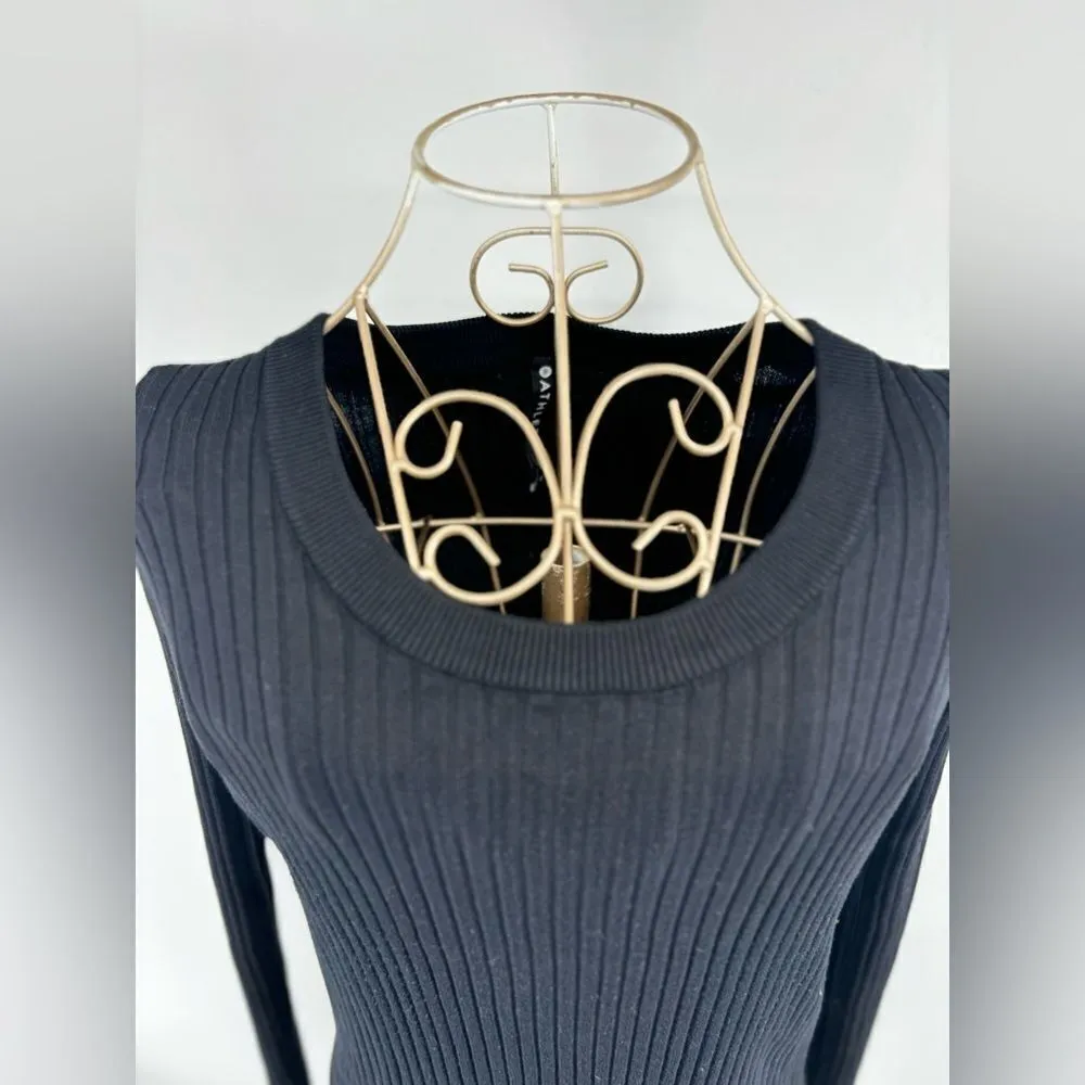 Athleta black double side split ribbed long sleeve sweater size medium - Image 8