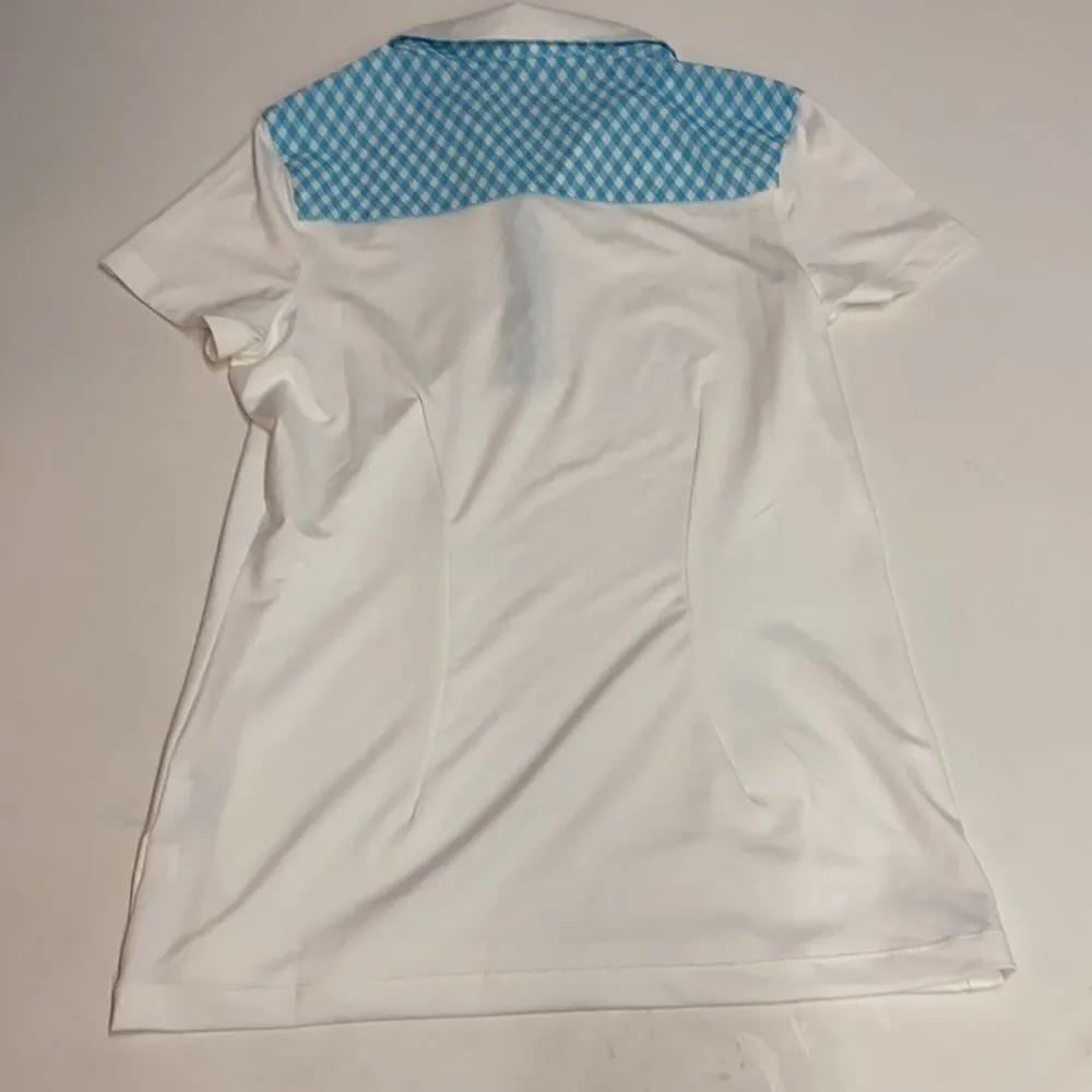 Nike Dri-FIT Gingham Polo Small White/Clearwater‎ - Image 6