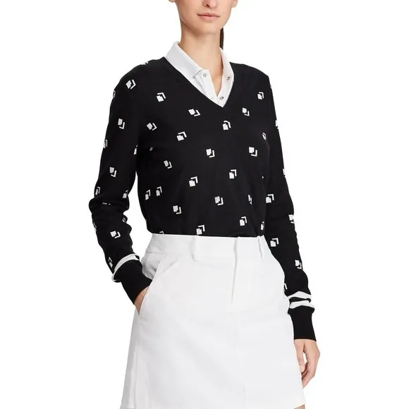 Polo by Ralph Lauren Black and White Women's Sweater Pima cotton small - Image 2