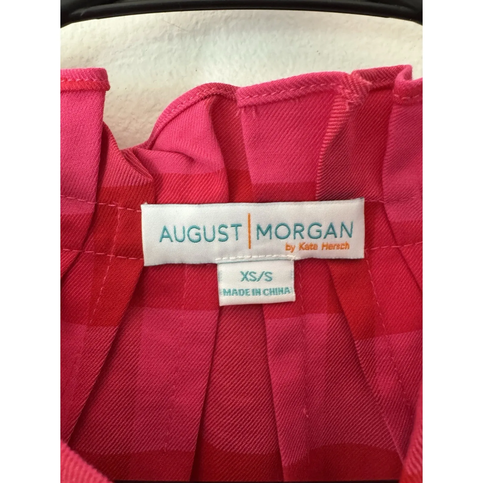 August Morgan Kate Hersch Pink Plaid Oversized Button Front Shirt Dress XS/Small - Image 9