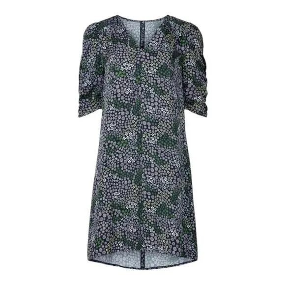 See by Chloe Floral Puff Sleeve Shift Mini Dress Blue Green Size 34‎ or XS - Image 11