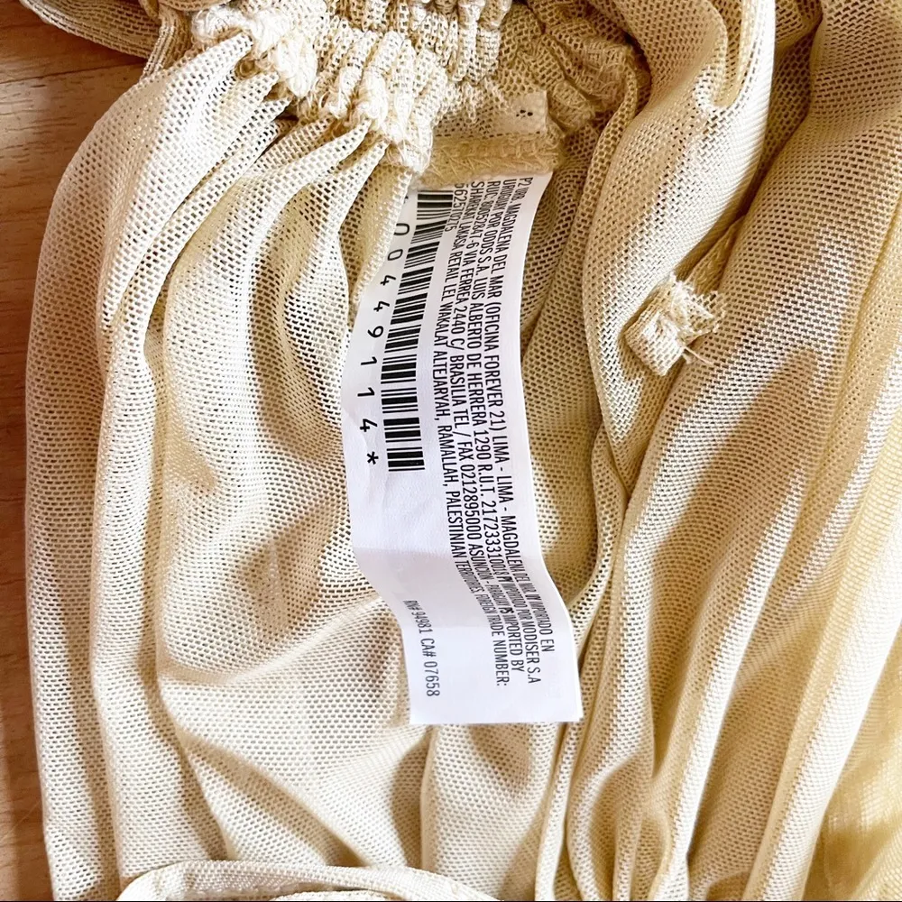 NWT Forever 21 Tan Long sleeve ruched side tie Adjustable crop top Shirt Sz Med - Image 4