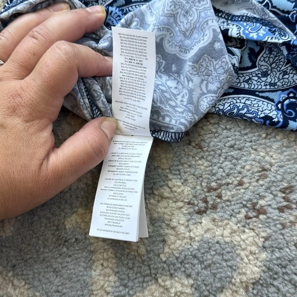 MICHAEL Michael Kors Arabesque Paisley-Print Top Blue Medium - Image 8