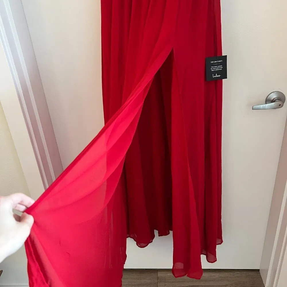 Lulu's Heavenly Hues Red Maxi Dress Wedding Bridesmaid Formal Size XS NWT - Image 8
