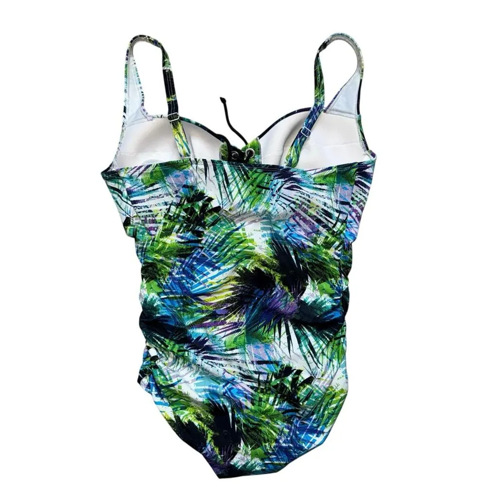 Torrid plus size 2 Underwire Lace-Up One Piece Swimsuit NWOT Tropical Floral - Image 6