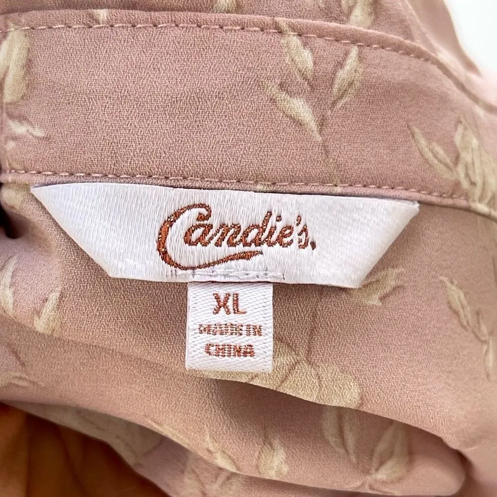 Candie’s Floral Roll Tab Button Front Tunic Blouse (Pink Floral) - XL - Image 5
