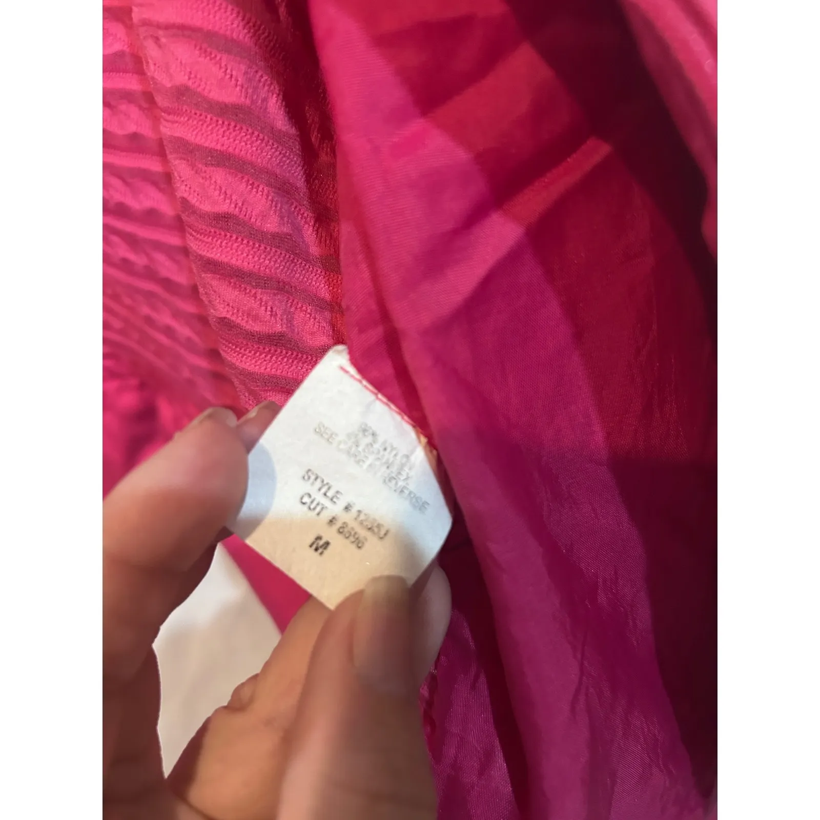 MESMERIZE Hot Pink Cable Knit Sleeve Bomber Jacket Women's Medium Zip Front - Image 5