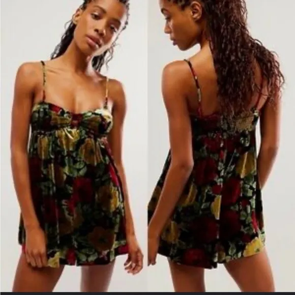 velvet floral romper - Image 2