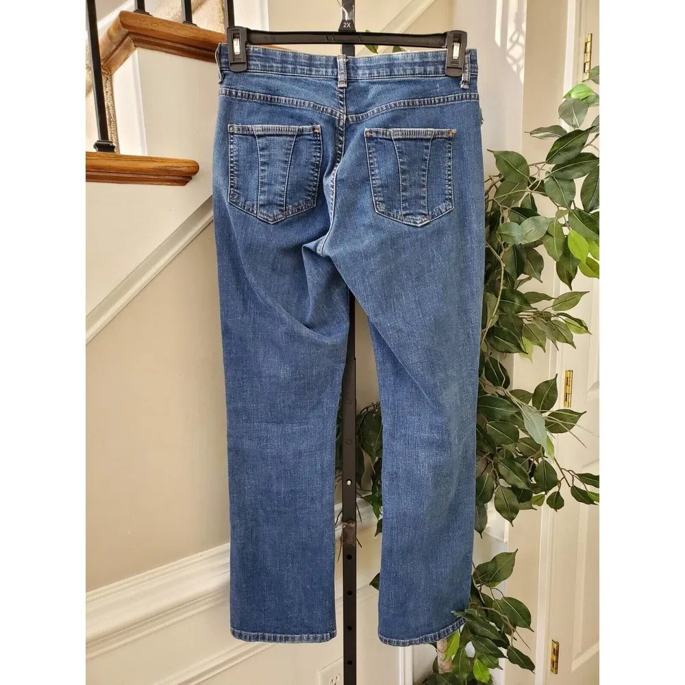 Lee Women Blue Denim Cotton Mid Rise Straight Fit Jeans Pant Size Medium - Image 7