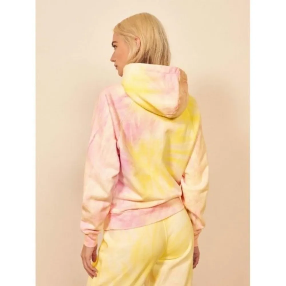 💕REFORMATION💕 Tanner Classic Hoodie  Creamsicle Pink Yellow Tie Dye Small NWT - Image 4