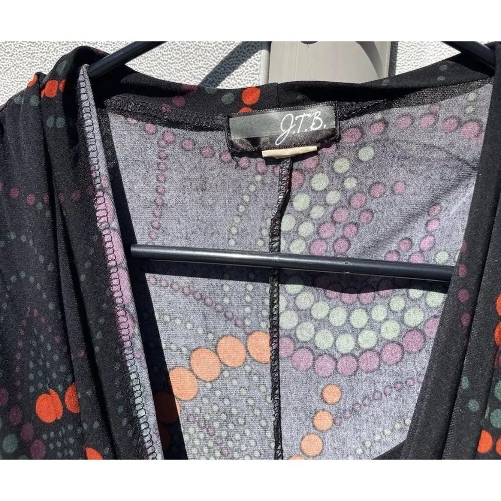 Vintage J.T.B Women’s Black Red Dotted Long Dress Sz Small Waist Belt Y2K - Image 5