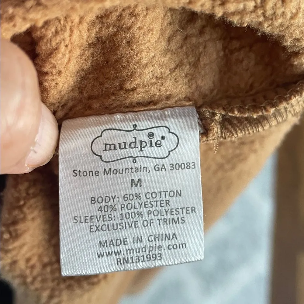 Mudpie Layla Sherpa Fleece Tan Light Brown Crewneck Sweatshirt Size Medium - Image 11