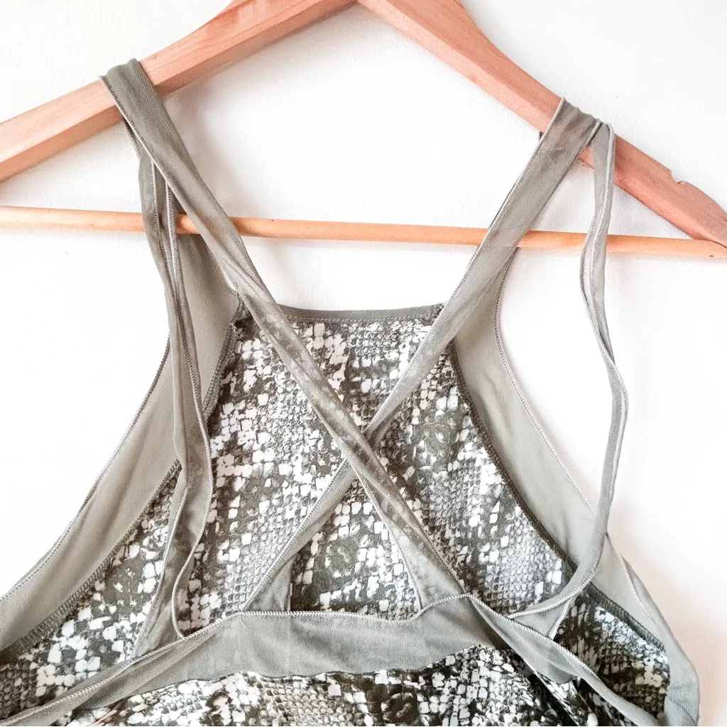 Free People Intimately Bodysuit Moss Green Night Out Snakeskin Small - Image 9