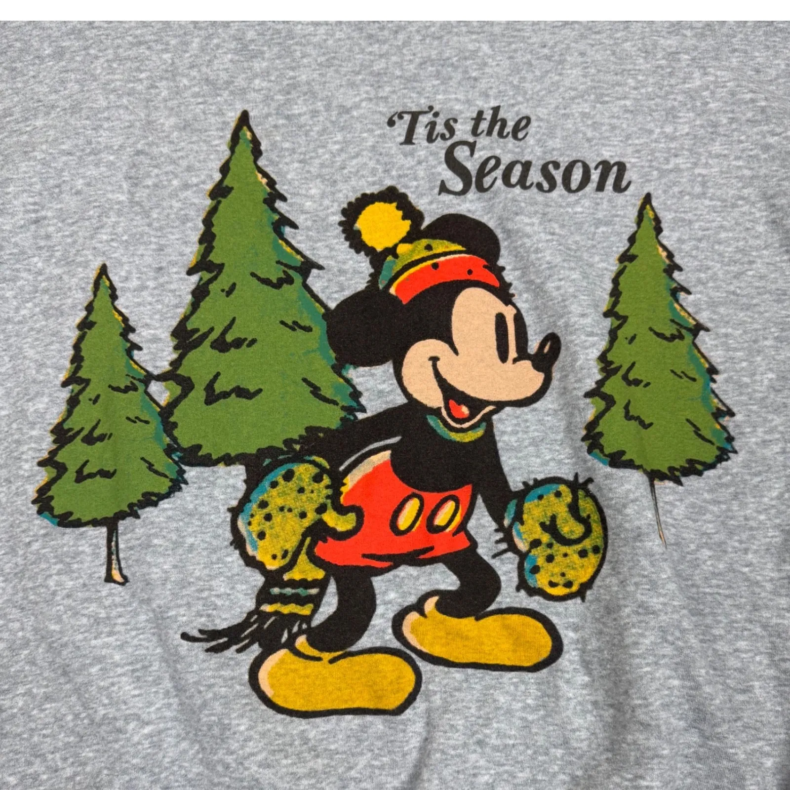 Disney Mickey Mouse 'Tis the Season Christmas Tree Gray Sweatshirt XXL - Image 2