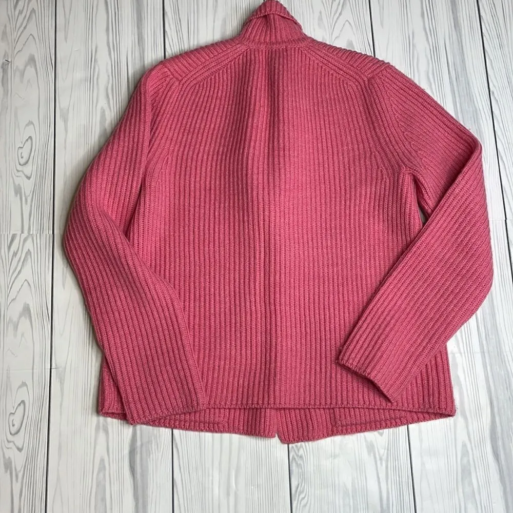 Talbots hot pink knit merino wool blazer cardigan Large - Image 7