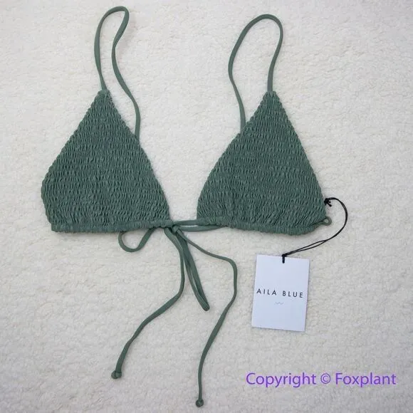 NEW Aila Blue Free People Soraya Bikini‎ Top, green, size XL - Image 3