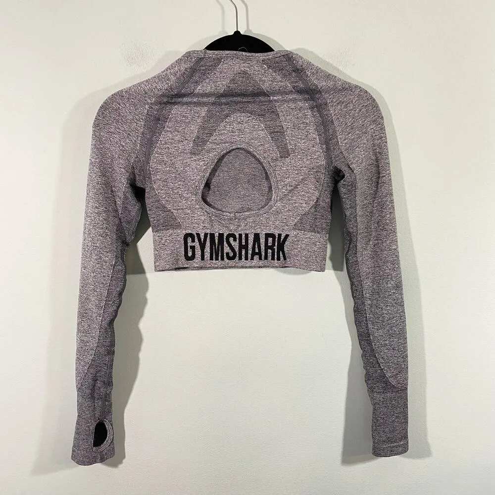 Gymshark Women's Charcoal Grey Flex Long Sleeve Crop Top - Image 7