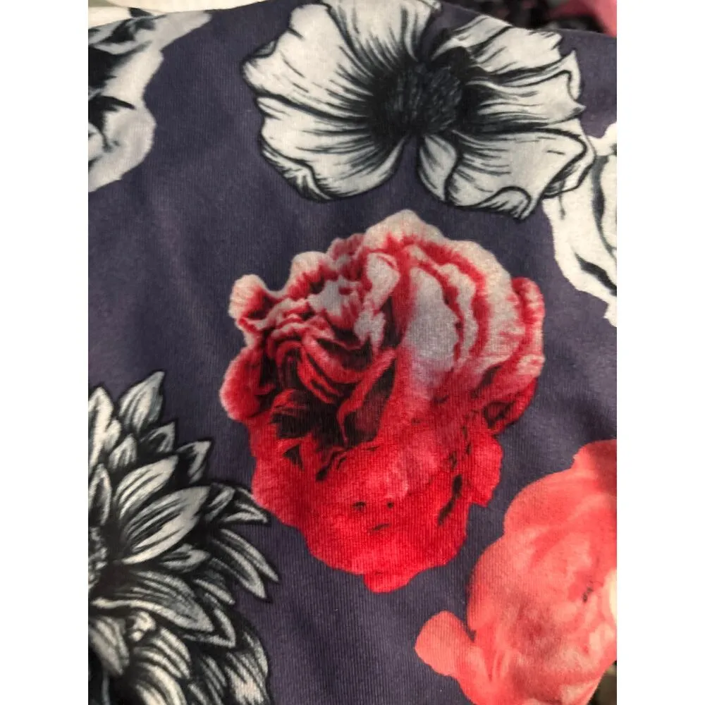 Balance Collection Floral Yoga Capri Pants No Size Exercise Running Gym Athlete Blue - Image 6