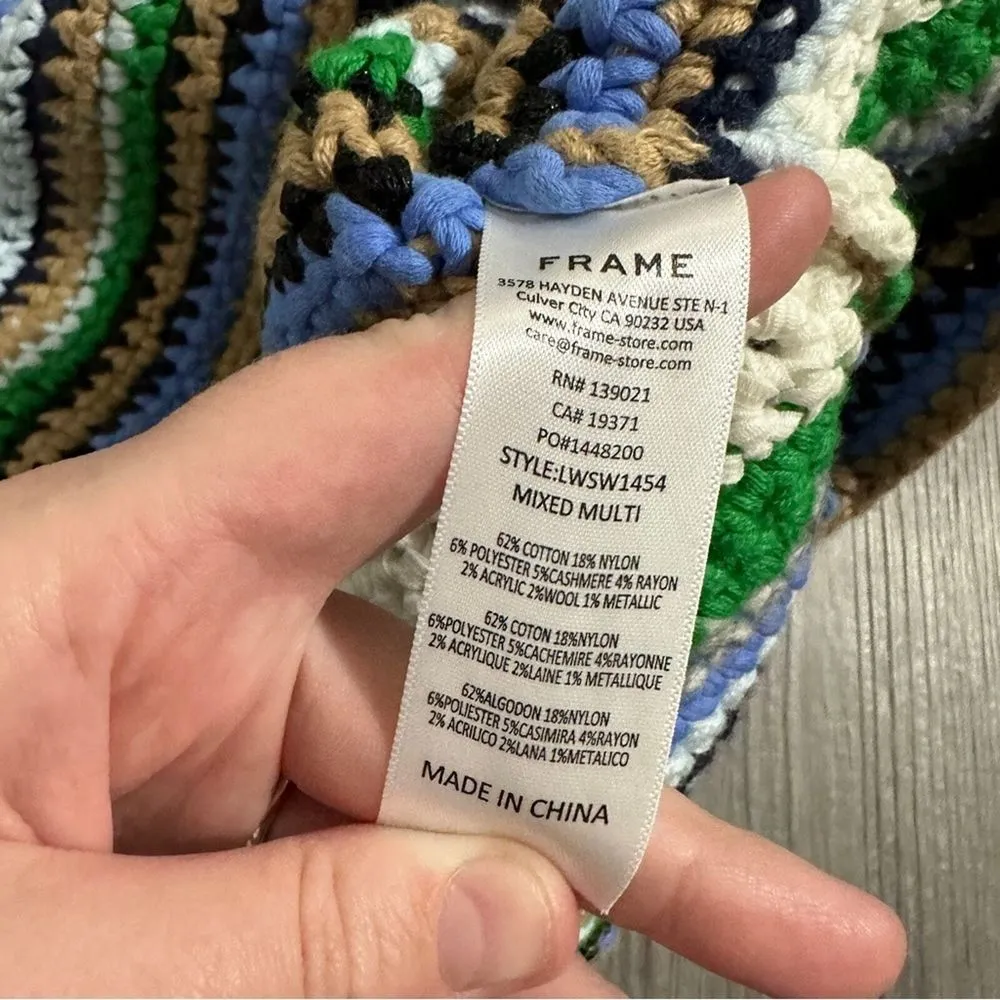 Frame Hand Chunky‎ Crochet Stripe Wool Blend Retro Pullover Tank Top Size S - Image 6