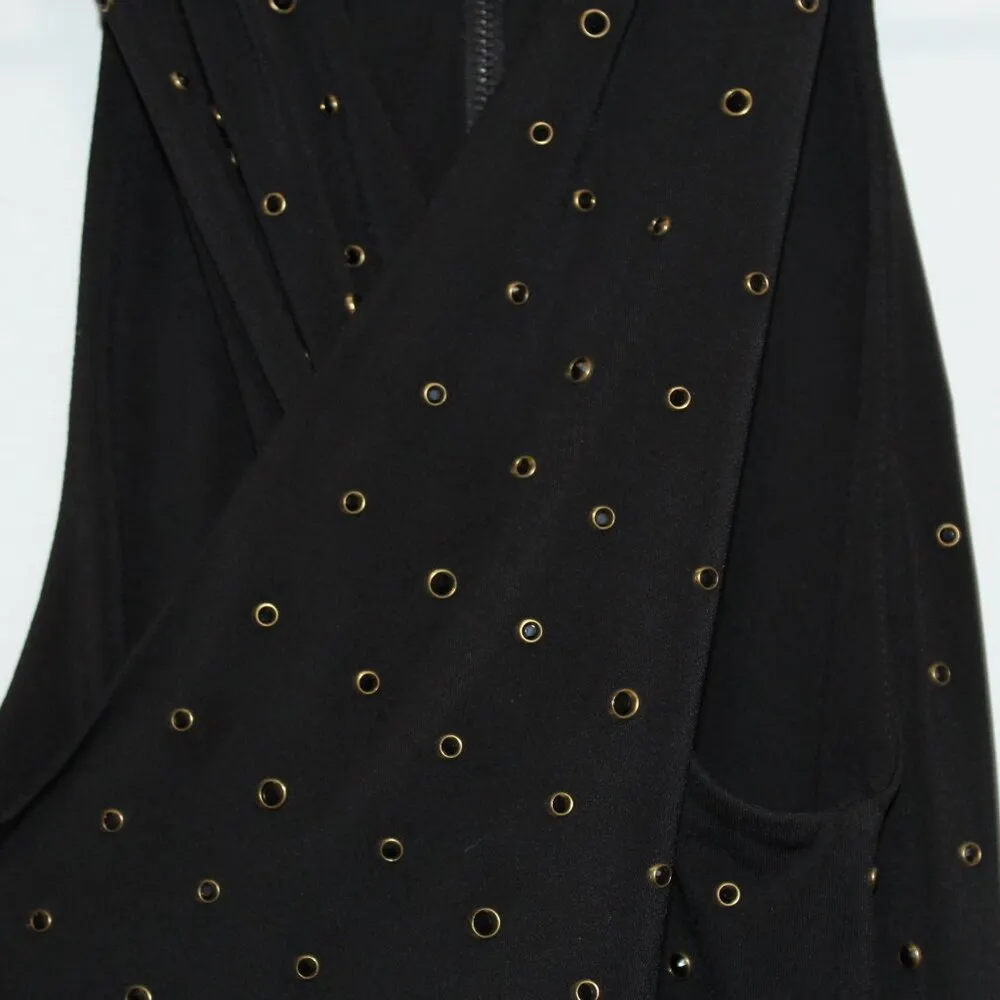 Kobi Halperin Kristine Embellished Top Black Halter Cross Neck Tank Size XS - Image 4