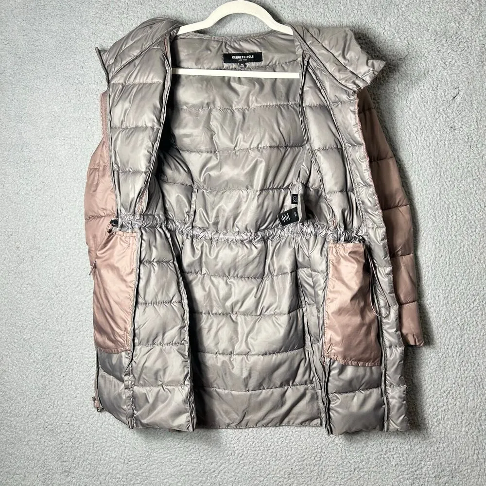 Kenneth Cole‎ Reaction Coat Womens XS Dusty Mauve Hooded Puffer Jacket Coat READ - Image 4