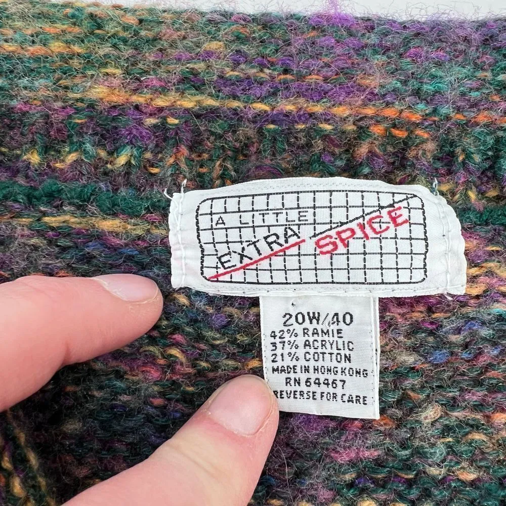 Vintage Spice sweater 2X popover 1/4‎ Button VIBES colorful 90s Funky Y2K Wacky Purple - Image 5