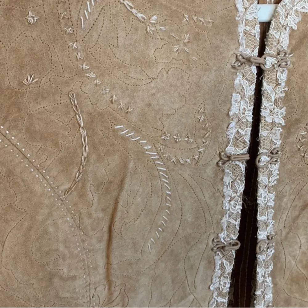 Saguaro khaki suede leather jacket EUC Tan Size M - Image 5