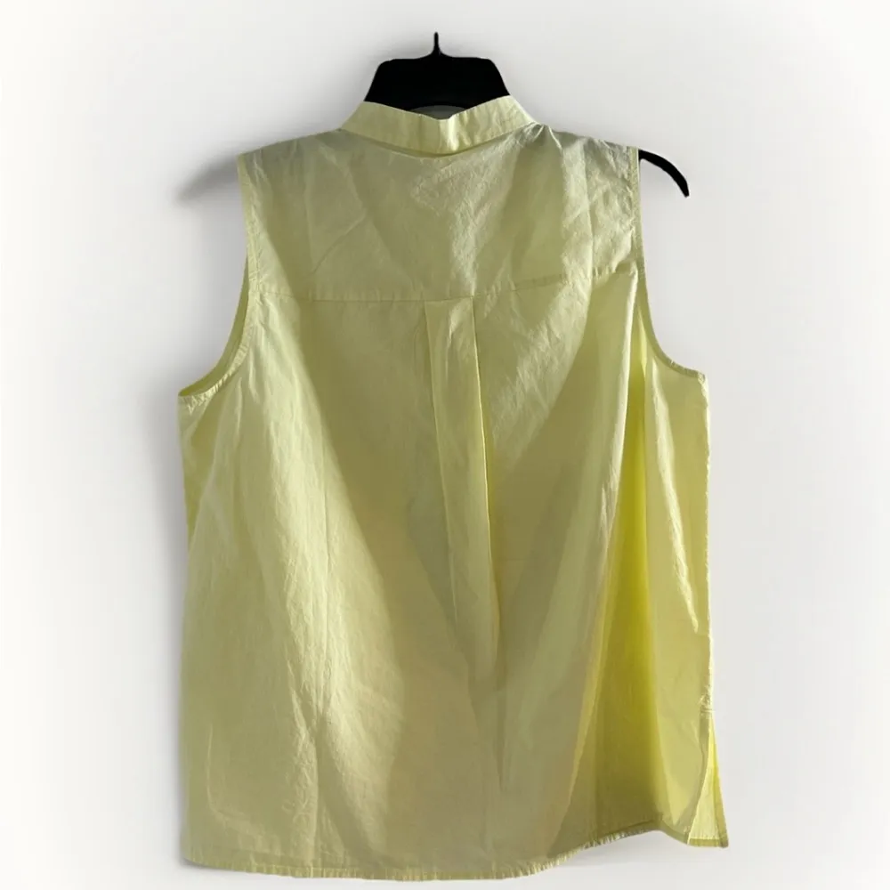 Eileen Fisher Organic Cotton Poplin Band Collar Shirt Sz XXS- Yellow  Sleeveless - Image 7