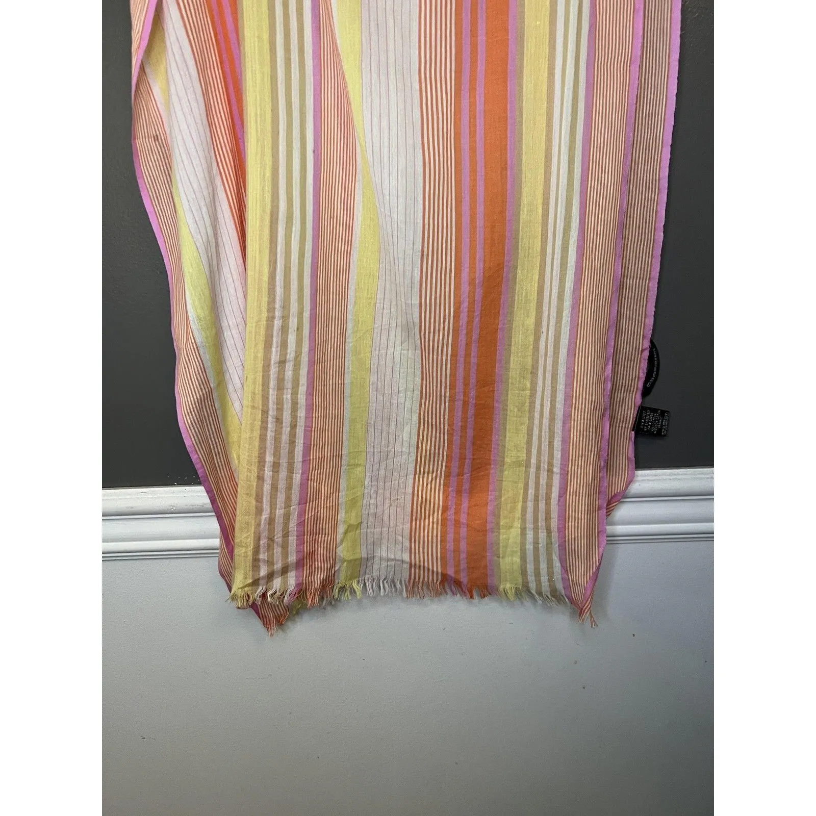 Vivante by VSA Scarf Womens One Size Multicolor Striped Organic Cotton Wrap - Image 5