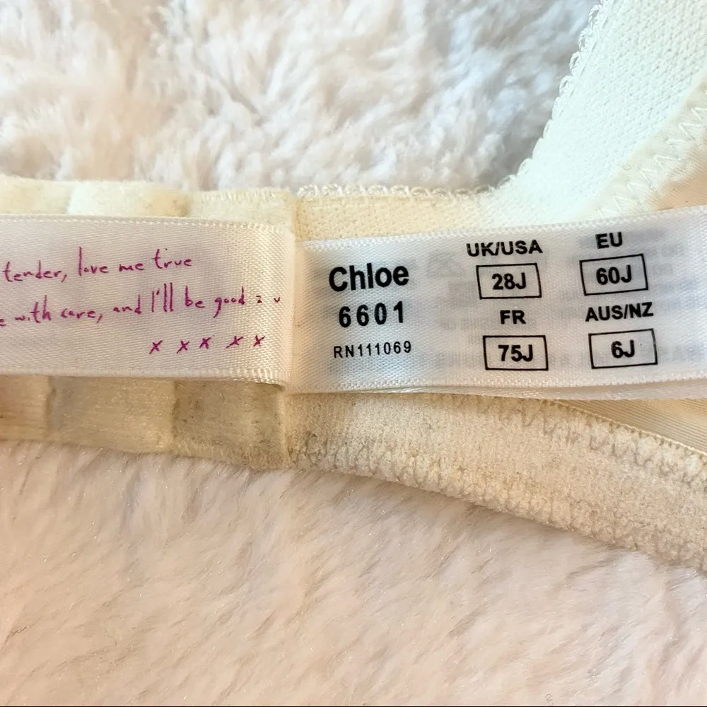 Cleo by Panache Cream & Pink Floral Lace Balconnet Bra Size 28J - Image 15