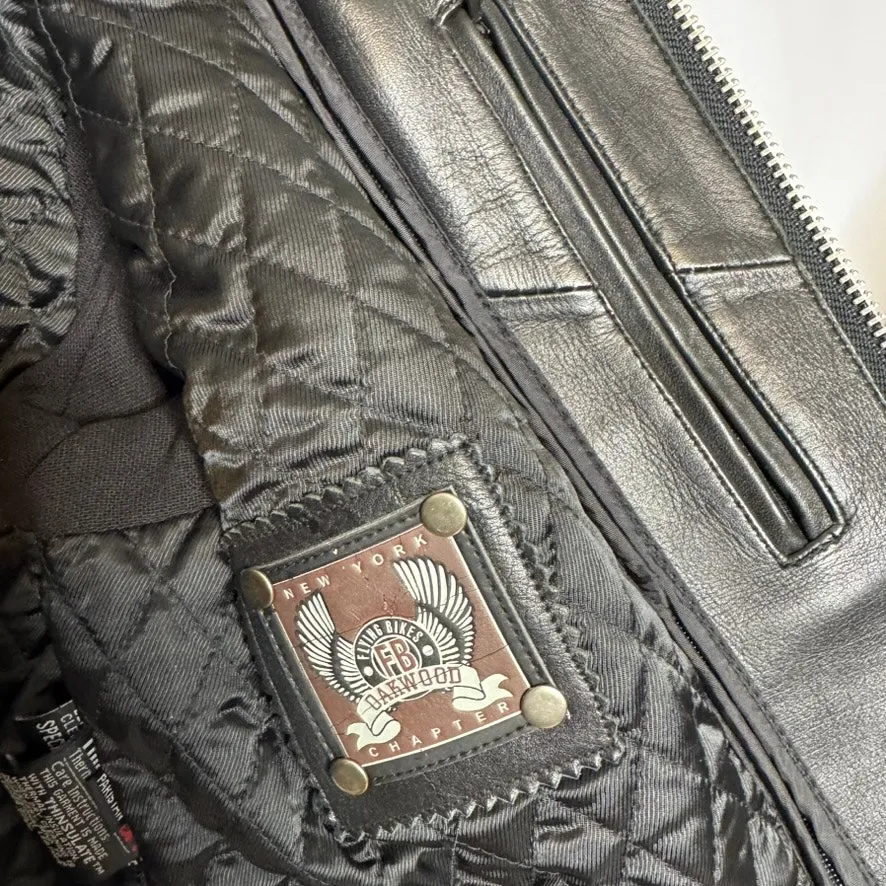 Flying Biker Oakwood Leather Motorcycle Jacket Women L Black Red Thinsulate Size L - Image 11