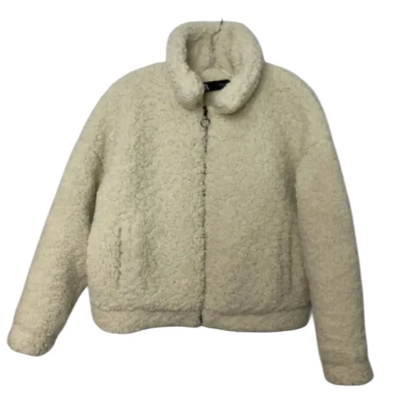 Zara Fleece Sherpa Teddy Bomber Zip Up Jacket Size Small - Image 8
