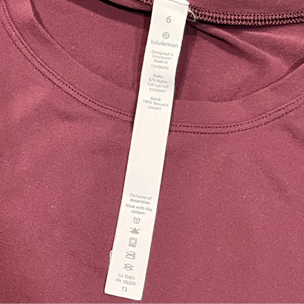 Lululemon Maroon Bordeaux Drama Ease Of Mind Oversized Long Sleeve Tee size 6 - Image 8