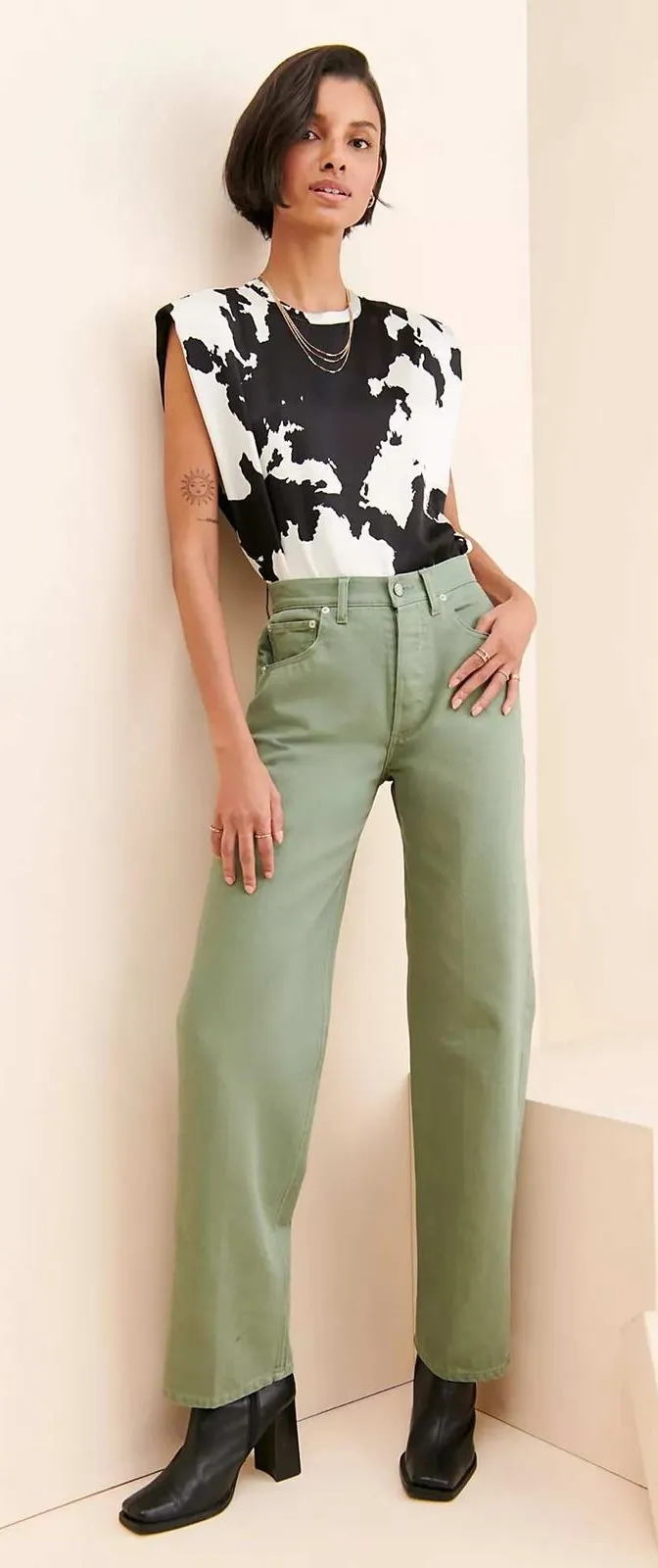 $168 BOYISH Ziggy Free People jeans light green button fly women's size 24 - Image 1