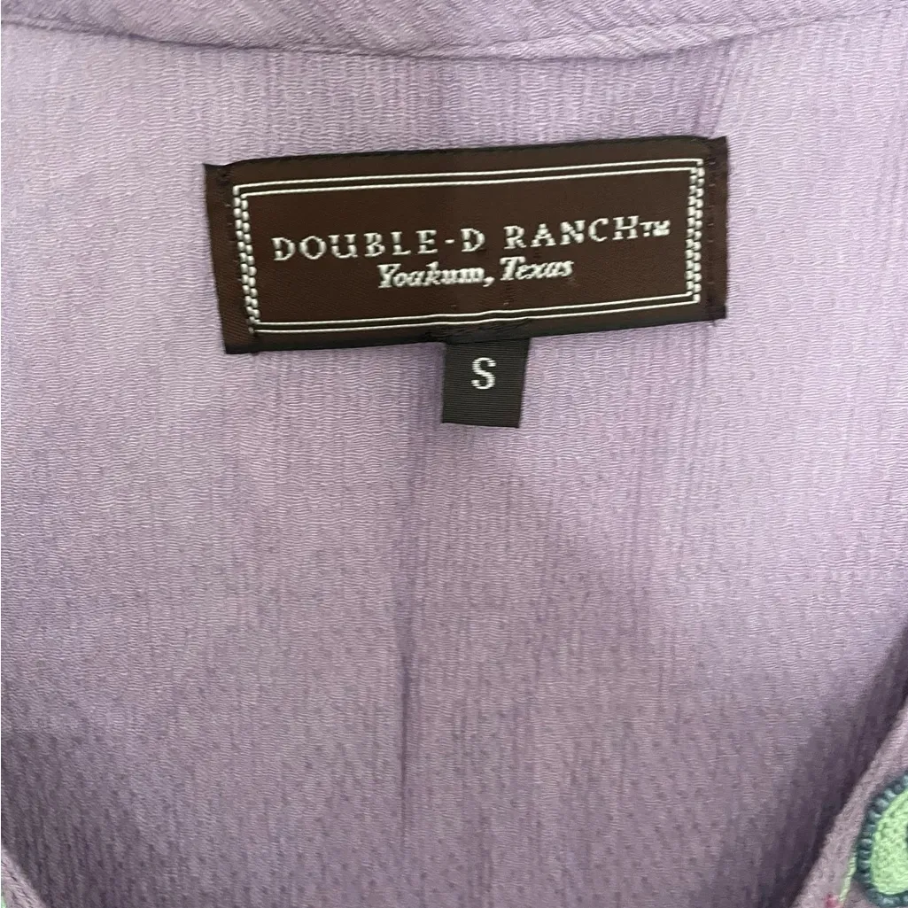 Double D Ranch Purple Embroidered Women's Top Boho Beaded Small - Image 4