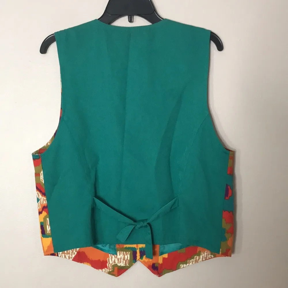 Vintage patchington retro button up vest size medium Green - Image 8