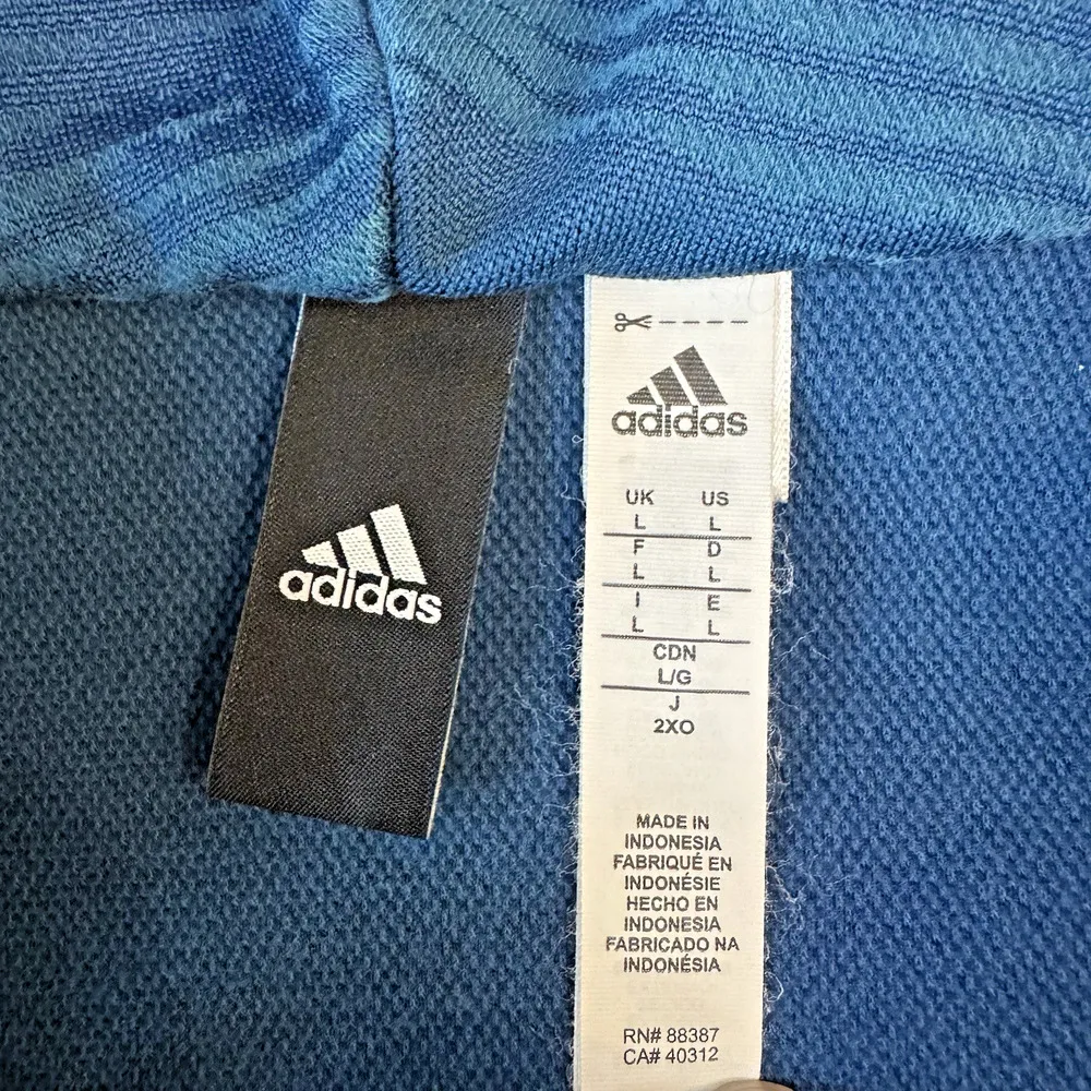 Adidas Jacket Large Teal Blue With Logo Full Zip Hoodie RN#88387 CA#40312 Flaws - Image 3