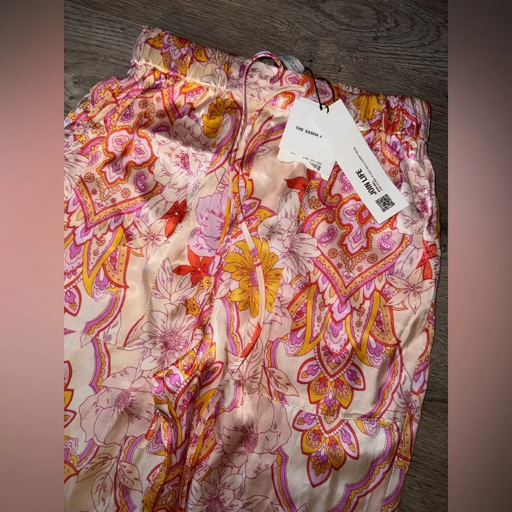 RARE ZARA NWT SASHA Pant - Pink and orange paisley print - Image 6