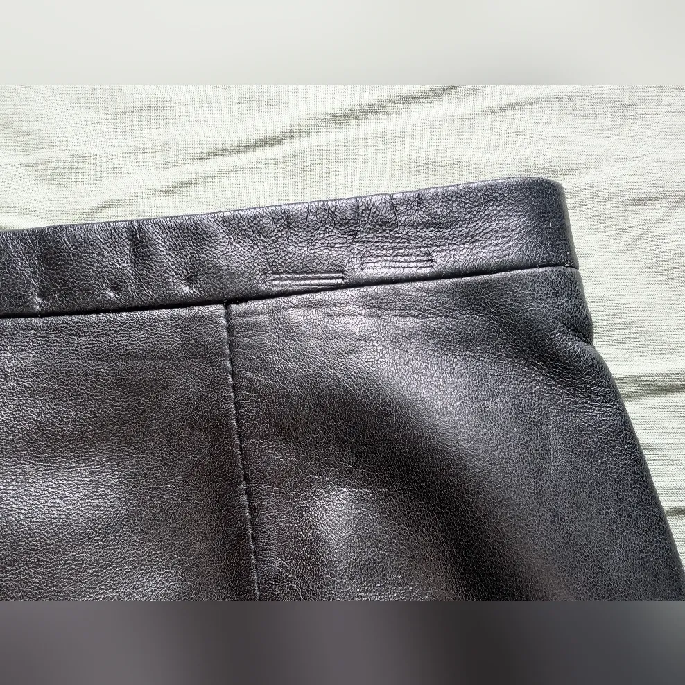 Vintage Oscar De La Renta Leather Pencil Skirt W4 Black - Image 9