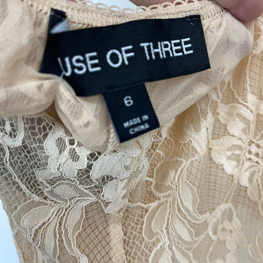 HOUSE OF THREE CREAM COLOR LACE SHORTS Size 6 Brown - Image 3