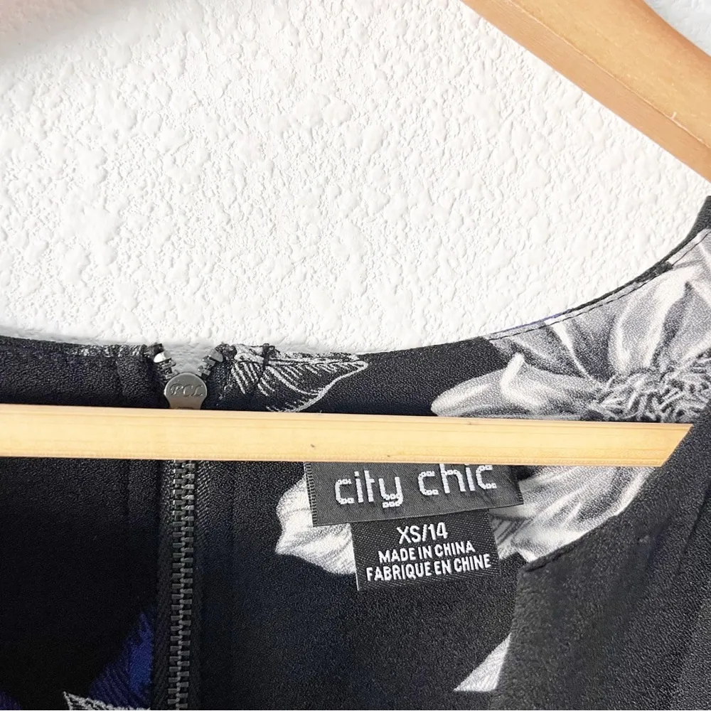 City Chic Epic Floral Mini Dress in Black - Image 4