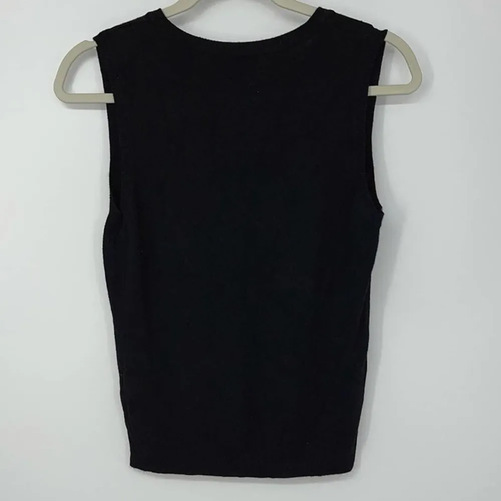 Caslon  BLACK V-NECK PULLOVER SLEEVELESS SWEATER SMALL - Image 2