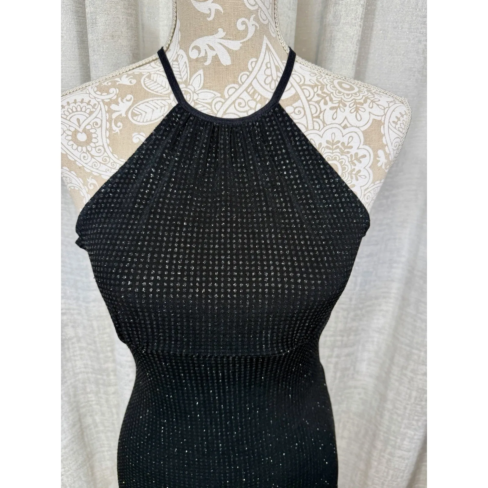 Wet Seal Black Halter Neck Bodycon Dress Open Back High - Image 3