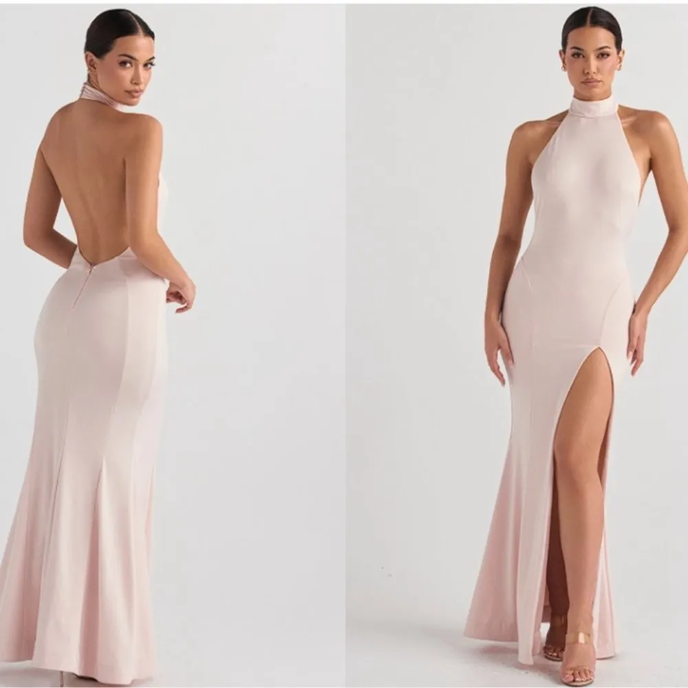 NWOT House of CB Juliette Blush Pink Halter Gown Sz S - Image 2