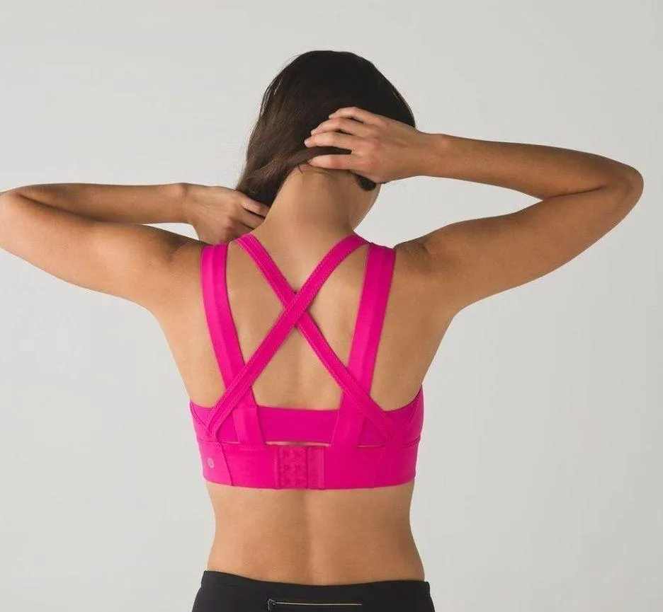 NEW LULULEMON Oxygen Bra Long Line Raspberry Pink Size 4 High Support Mesh NWOT - Image 3